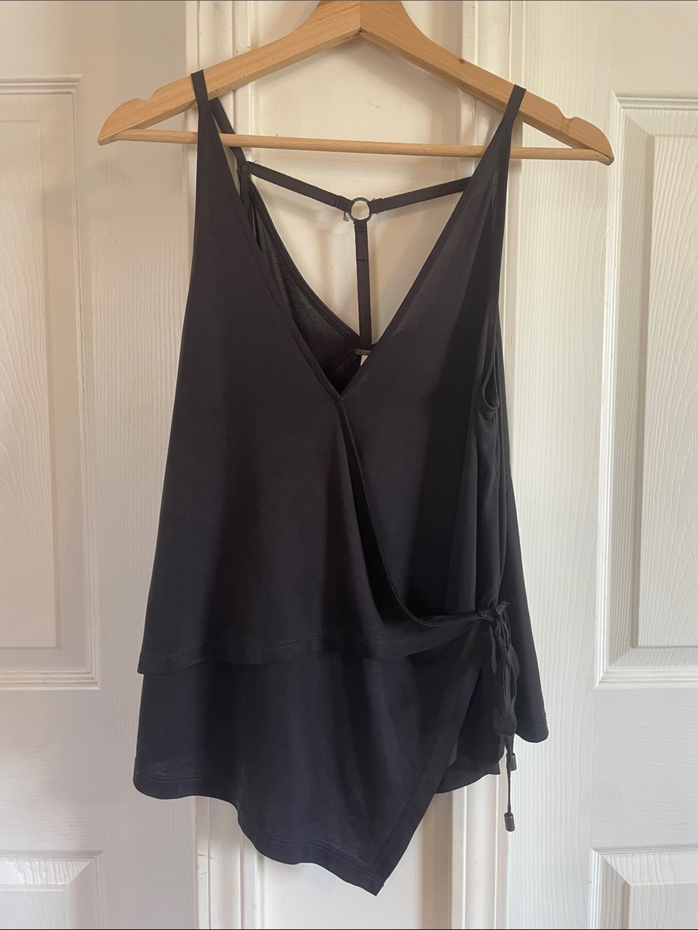 Free People Black Draped Wrap-Front Camisole